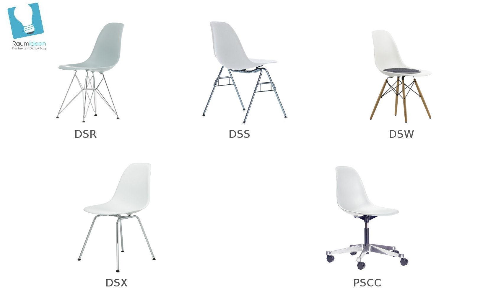 Vitra Stuhl Sidechair Varianten DSR DSS DSW DSX PSSC