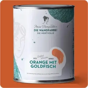 MissPompadour edelmatte Wandfarbe Orange mit Goldfisch