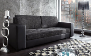 Schlafsofa Giorgio 250x100cm Schwarz Sofa mit Bettkasten