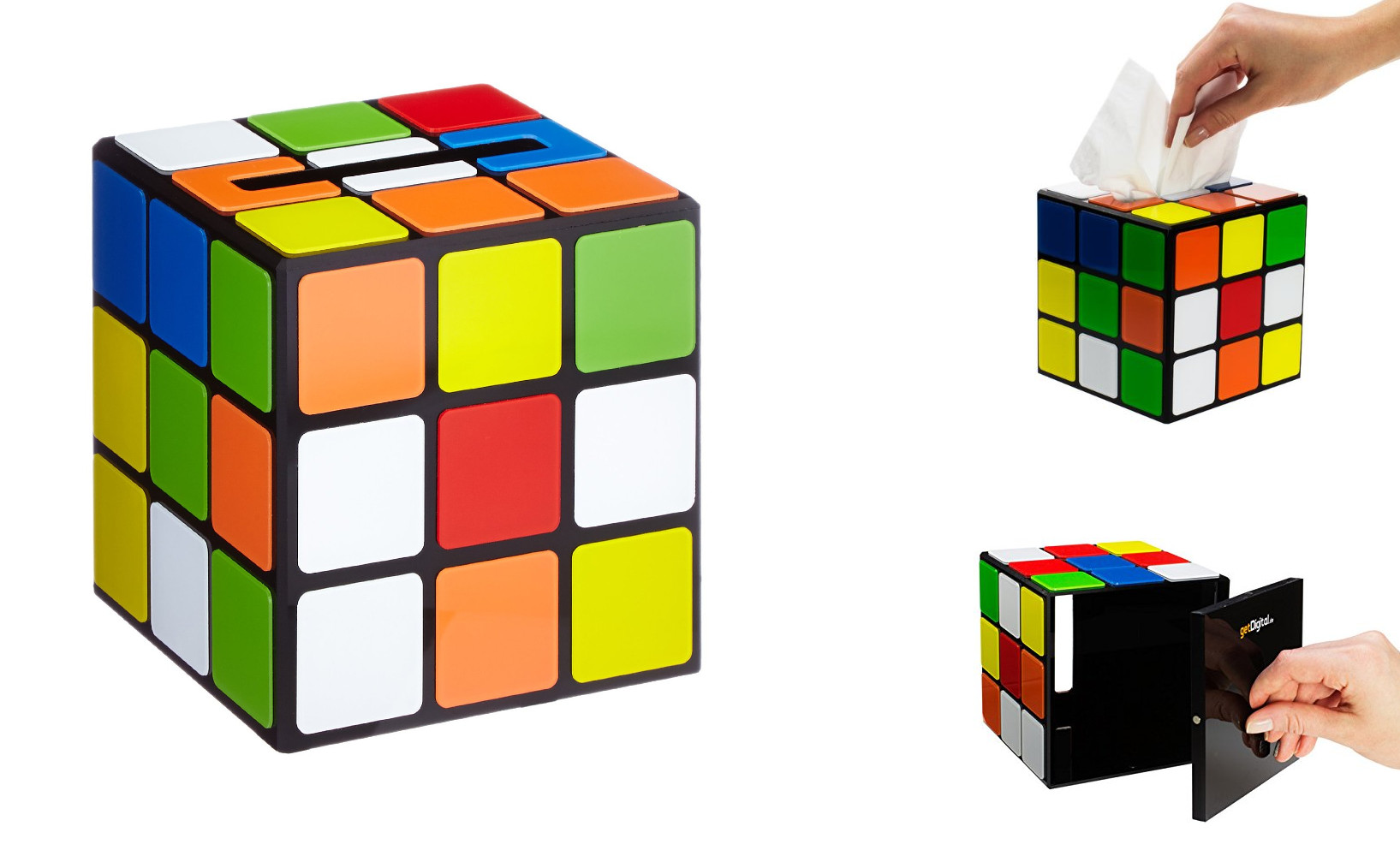 Ausgefallene Taschentuchspender Rubic Cube Zauberwuerfel bunt