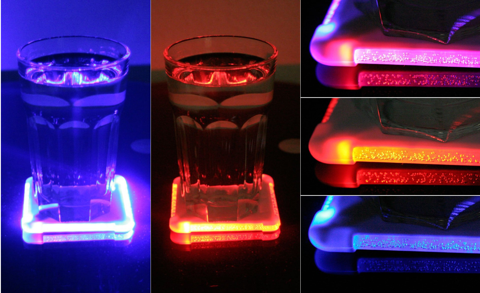 Untersetzer für Gläser modern LED Beleuchtung bunt Lampe